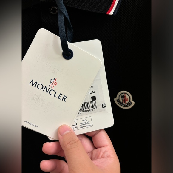 Moncler Black Tricolor Polo (Mens M) - Picture 2 of 5